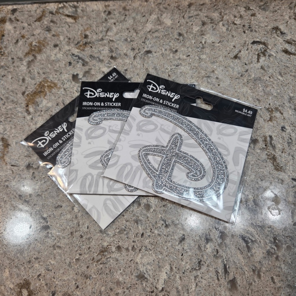 Disney Silver Glitter Iron On Patch Lot of 3 Neon Tuesday Wearable Art